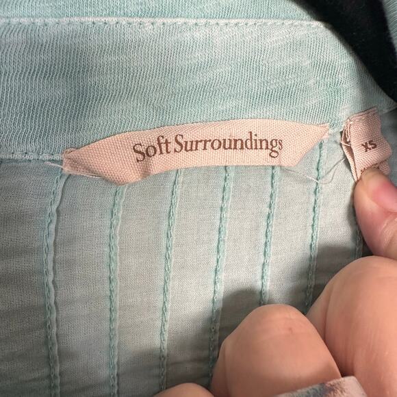 Soft Surroundings Aqua Long Sleeve Button Down Pocket Front Woven Tunic Sz XS - Picture 2 of 8